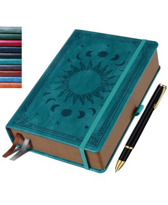 Lined Journal Sun Moon Design With Pen Holder Ribbon Bookmarks Pocket