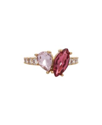 Women's Pink Cubic Zirconia Pear and Marquise Statement Ring