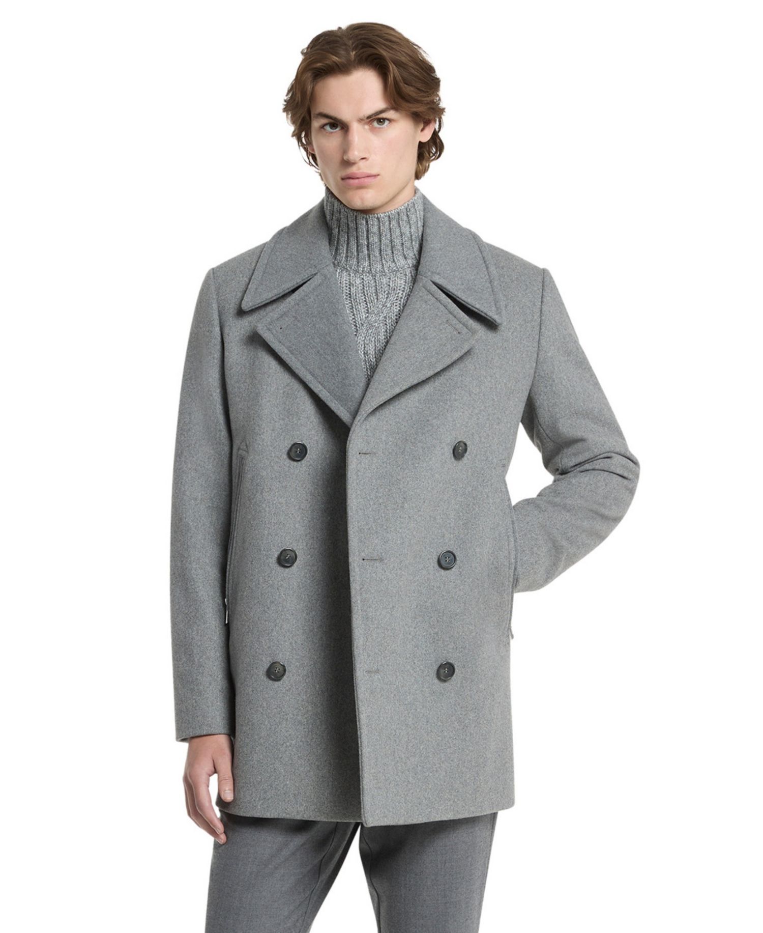 Men's Double-Breasted Wool-Blend Peacoat