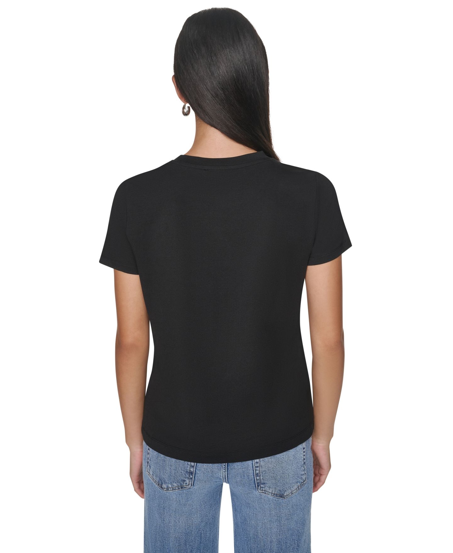 Женская футболка DKNY Nyc Nights Short-Sleeve Crewneck, цвет: Чёрный — фото 5