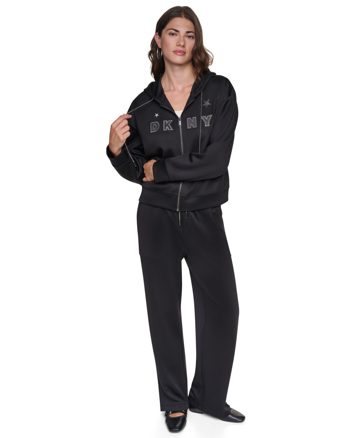 Women's Pins and Patches Full-Zip Hoodie Sweatshirt