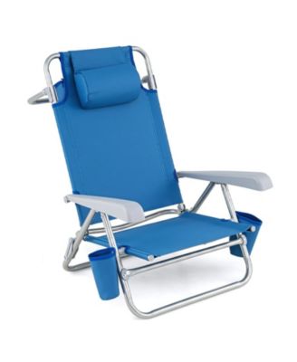 2-Pack Folding Beach Chair with 7-Position Backrest and Cooler Bag