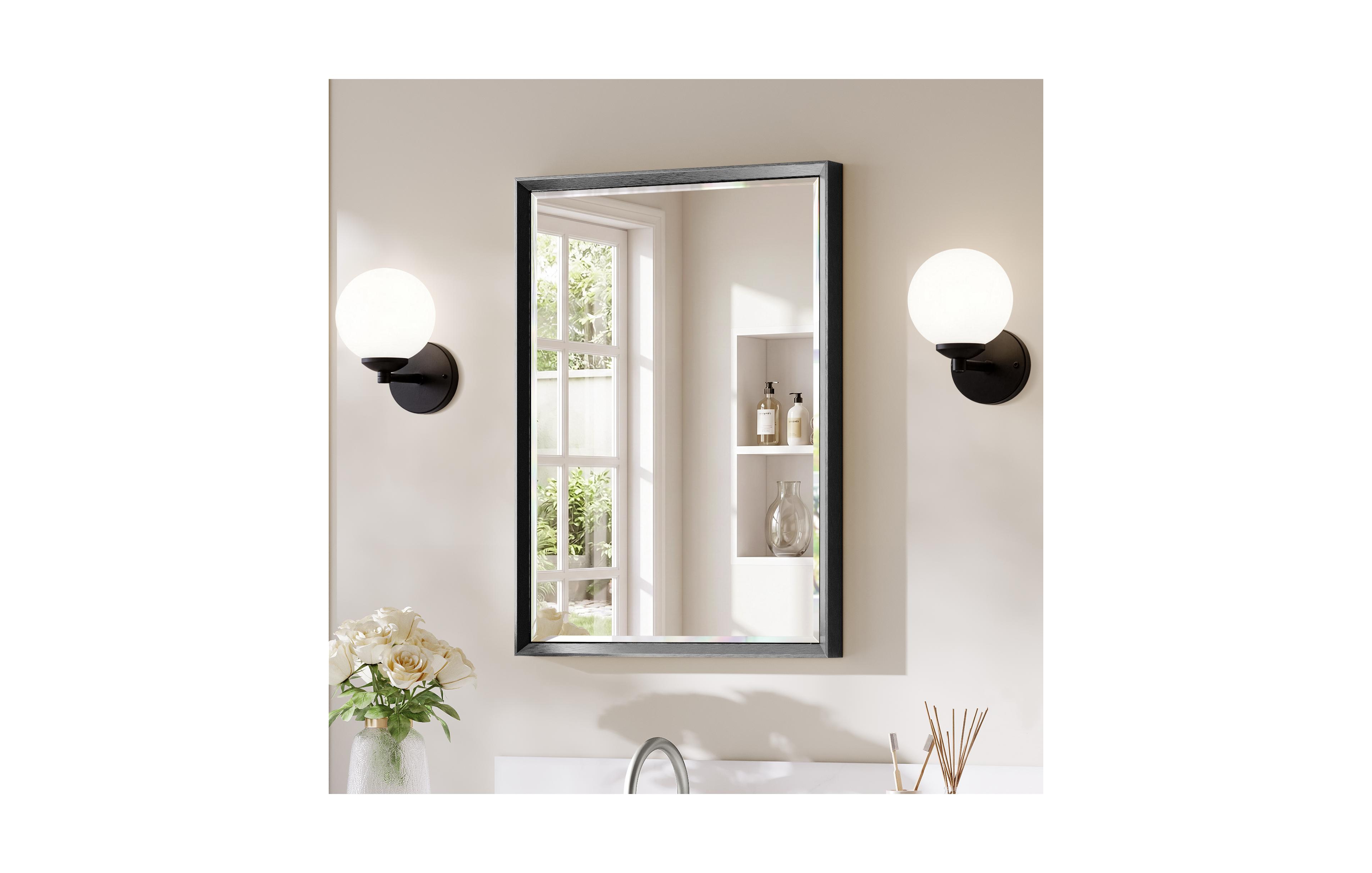 Sonkuki Bathroom Mirror for Over Sink with Anti-Rust Frame, Aluminum Double Beveled Frame and Tempered Glass Wall Restroom