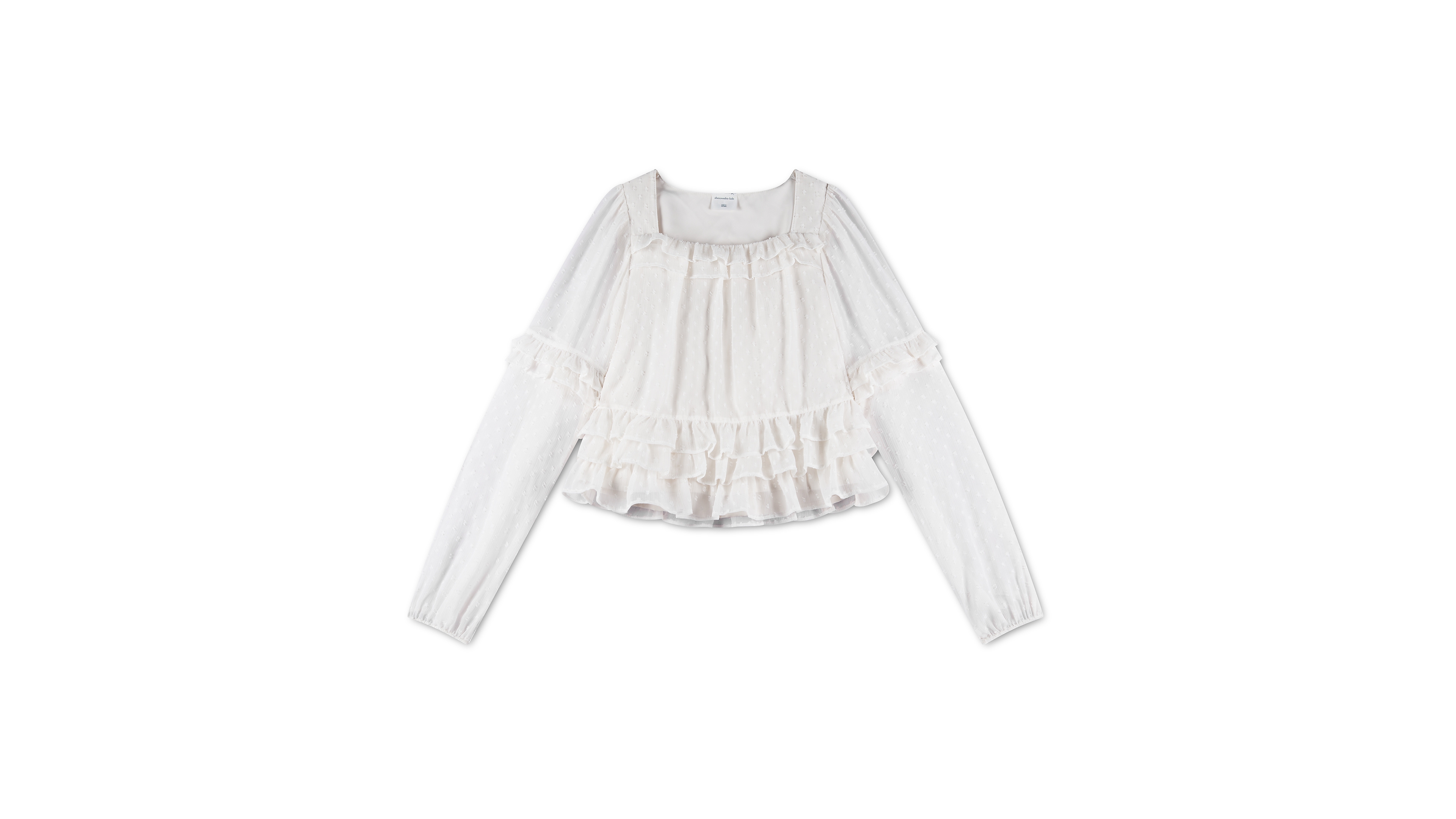 abercrombie kids Girls' 4-16 Long-Sleeve Square-Neck Ruffle-Trim Top