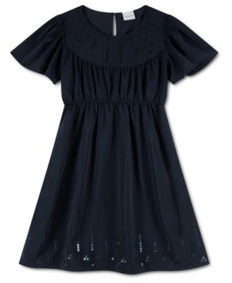 Girls' 5-16 Sequin Boho Flutter-Sleeve Dress