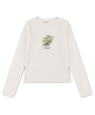 Girls' 5-16 Pinecones Long-Sleeve Crewneck T-Shirt