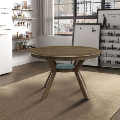 47.24 Inch Rubber Wood Dining Table with Pedestal Base
