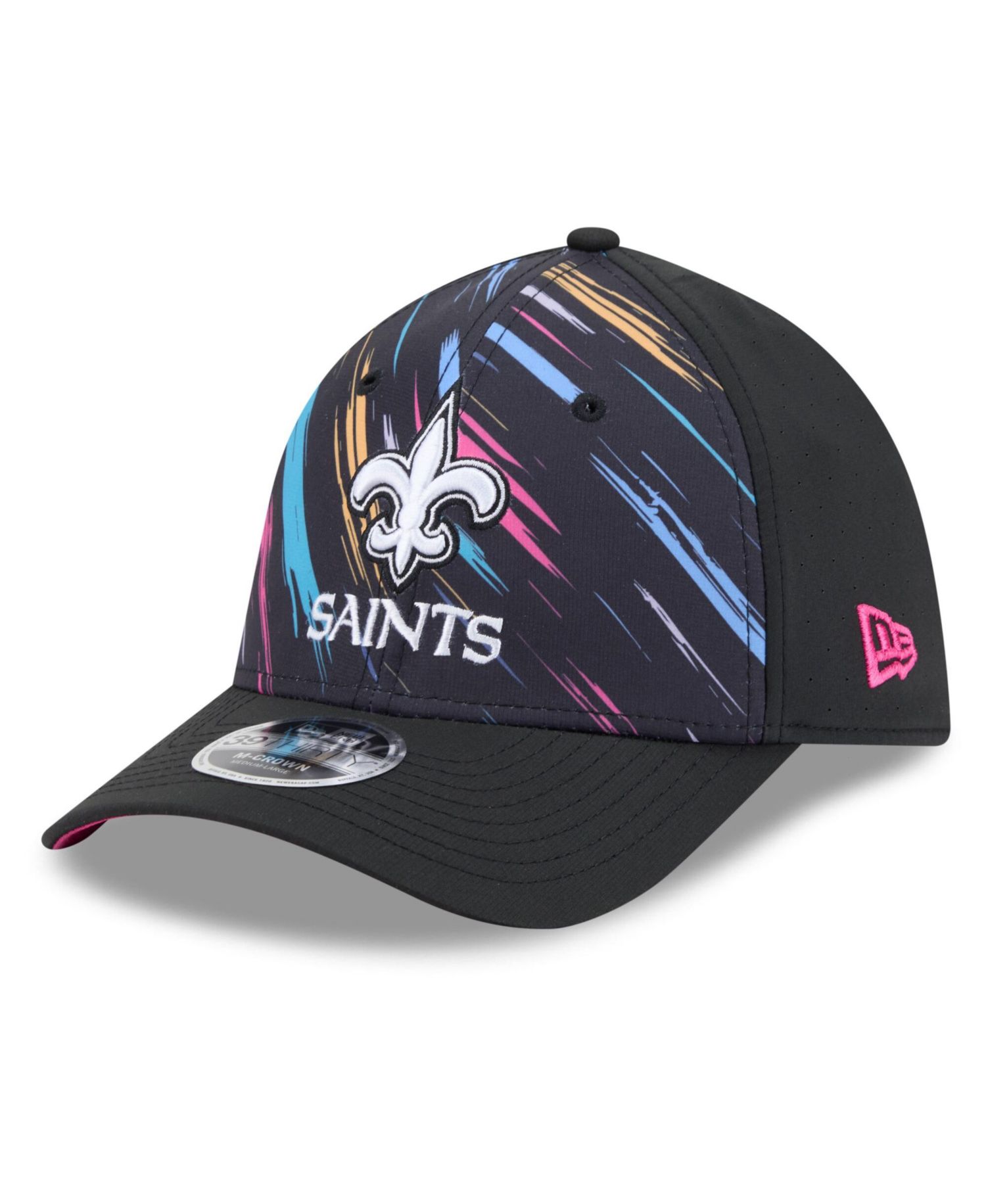 Men's Black New Orleans Saints 2026 NFL Cruical Catch 39THIRTY M-Crown Stretch Hat