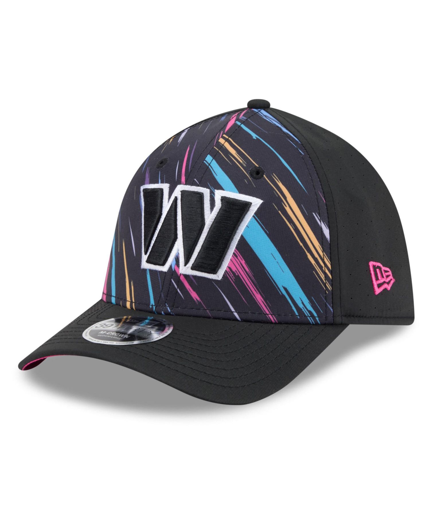 Men's Black Washington Commanders 2026 NFL Cruical Catch 39THIRTY M-Crown Stretch Hat