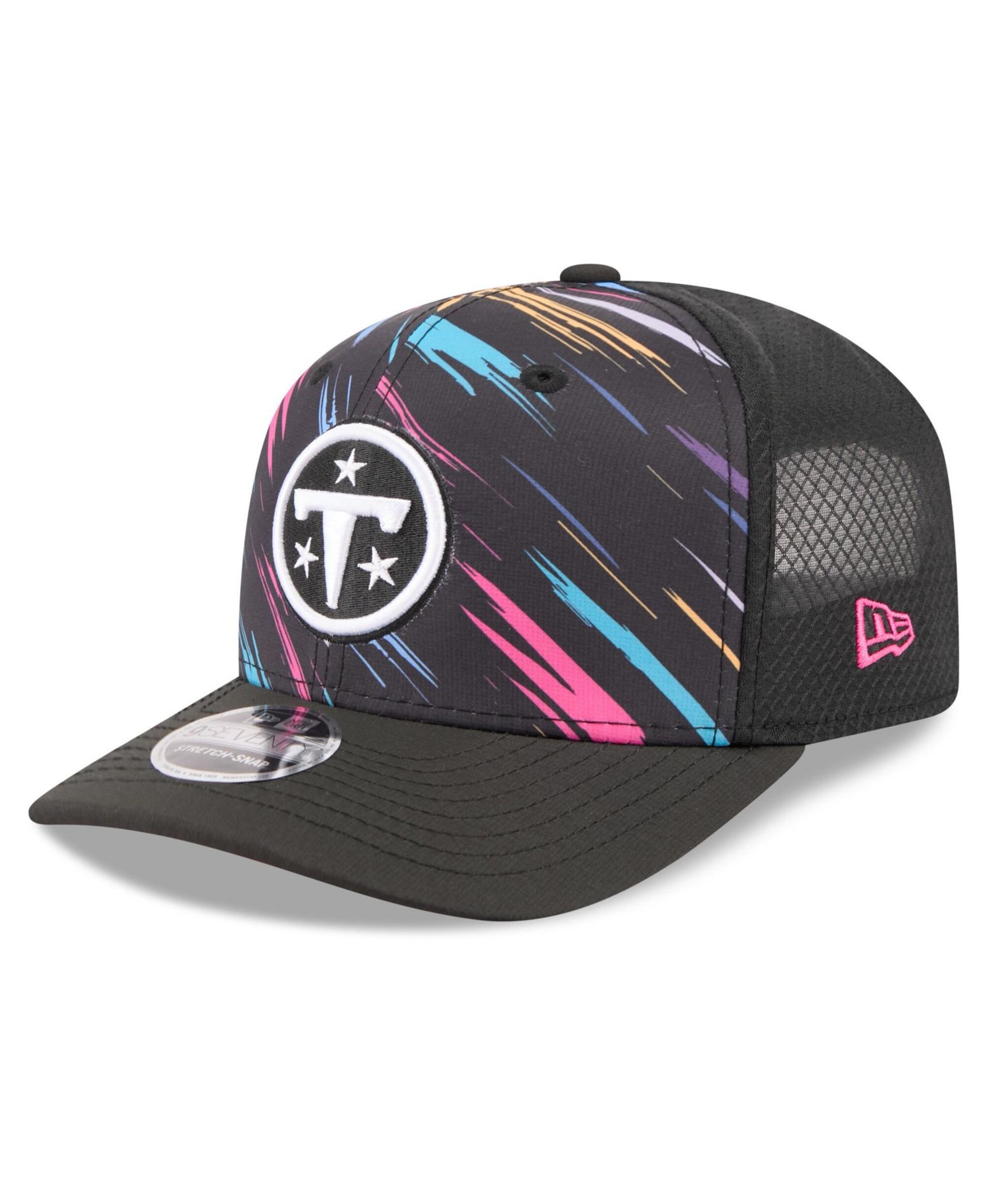 Men's Black Tennessee Titans 2026 NFL Cruical Catch 9SEVENTY Adjustable Trucker Hat