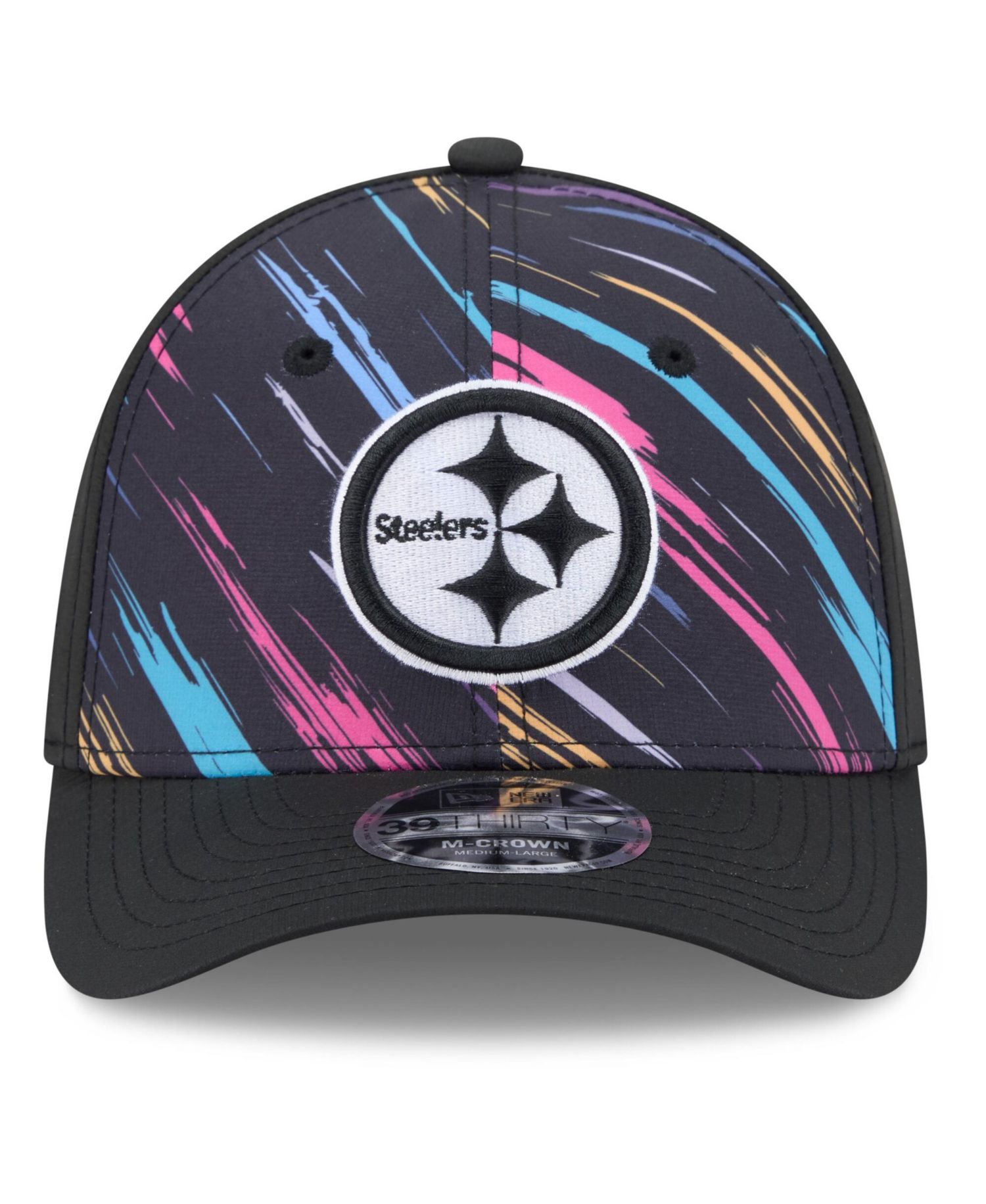 Men's Black Pittsburgh Steelers 2026 NFL Cruical Catch 39THIRTY M-Crown Stretch Hat