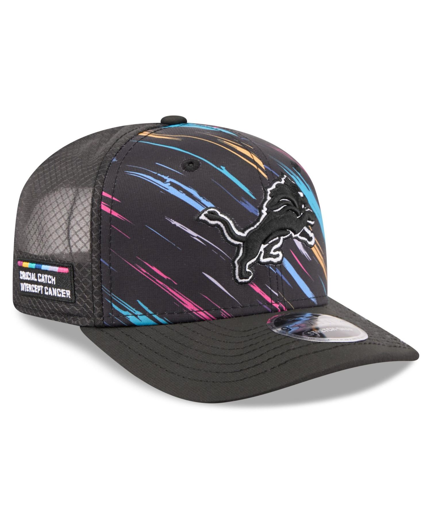Men's Black Detroit Lions 2026 NFL Cruical Catch 9SEVENTY Adjustable Trucker Hat