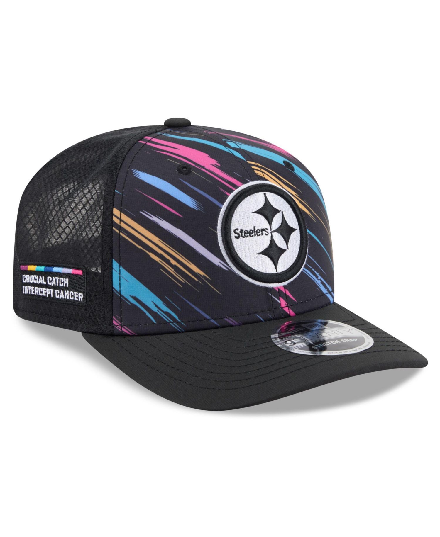 Men's Black Pittsburgh Steelers 2026 NFL Cruical Catch 9SEVENTY Adjustable Trucker Hat