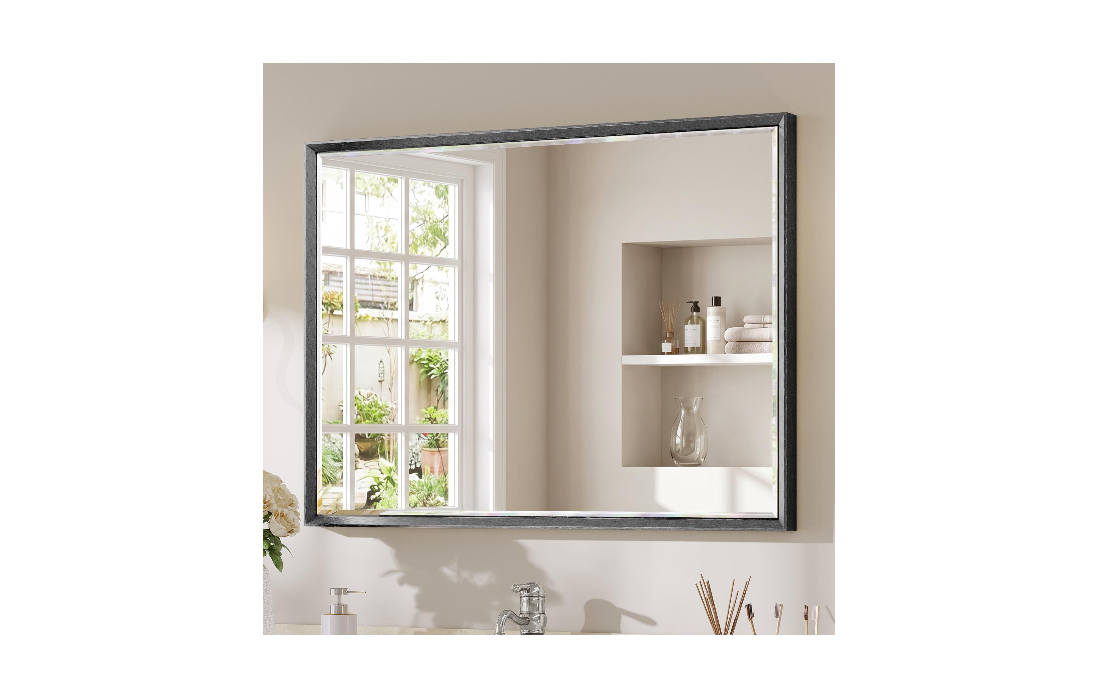 Sonkuki Bathroom Mirror for Over Sink with Anti-Rust Frame, Aluminum Double Beveled Frame and Tempered Glass Wall Restroom