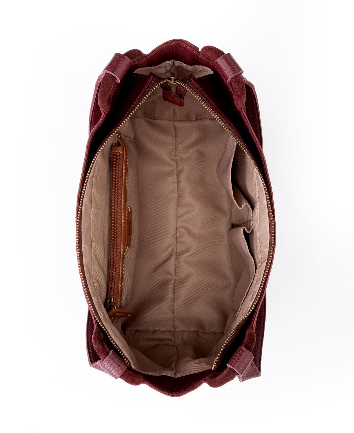 Женская сумка The Sak Los Feliz Medium Leather Zipper Satchel Handbag, цвет: Чёрный вишнёвый — фото 4