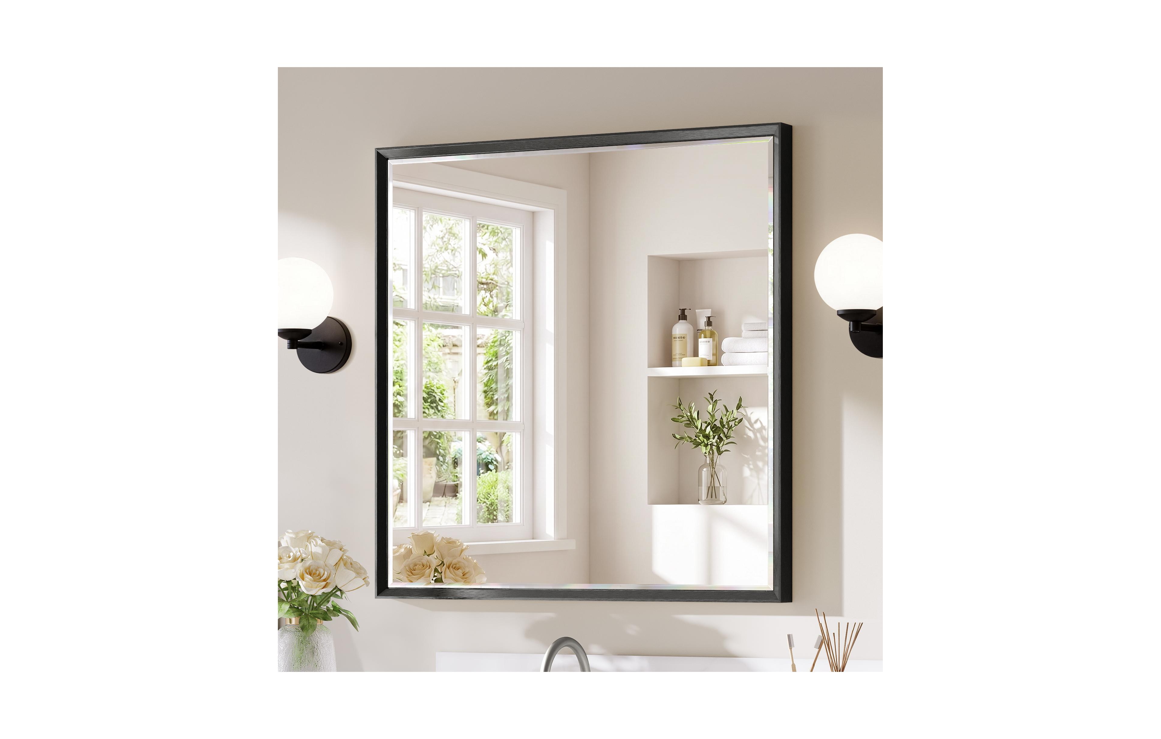 Sonkuki Bathroom Mirror for Over Sink with Anti-Rust Frame, Aluminum Double Beveled Frame and Tempered Glass Wall Restroom