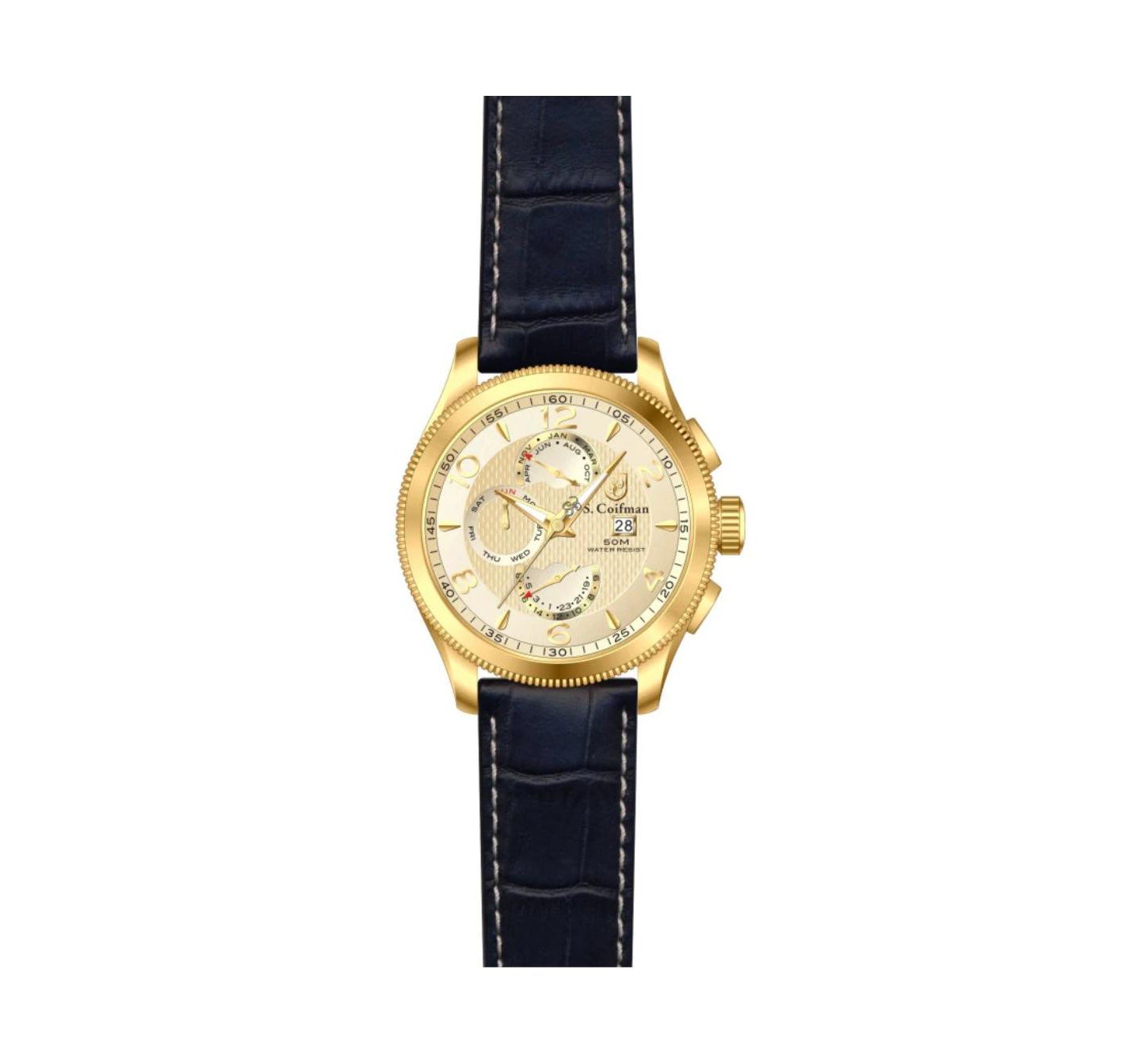 Мужские часы Invicta S.Coifman SC0107 Heritage Chronograph Leather Strap Watch, цвет: Чёрный — фото 2