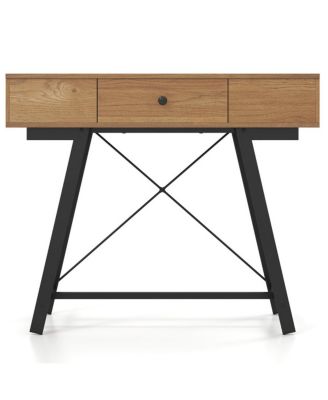 Flip-Top Mirror Vanity Desk 38-Inch with 2 AC Outlets and USB-C Port