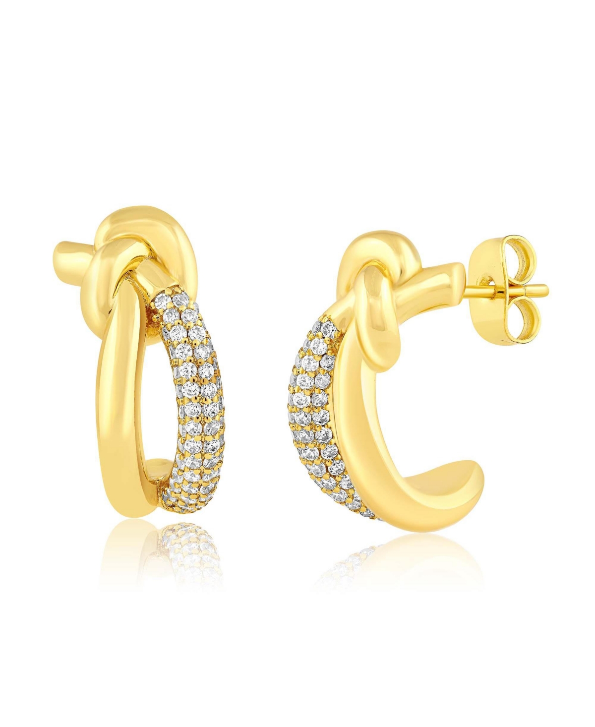 Simona Cubic Zirconia Knot Design Half Hoop Earrings