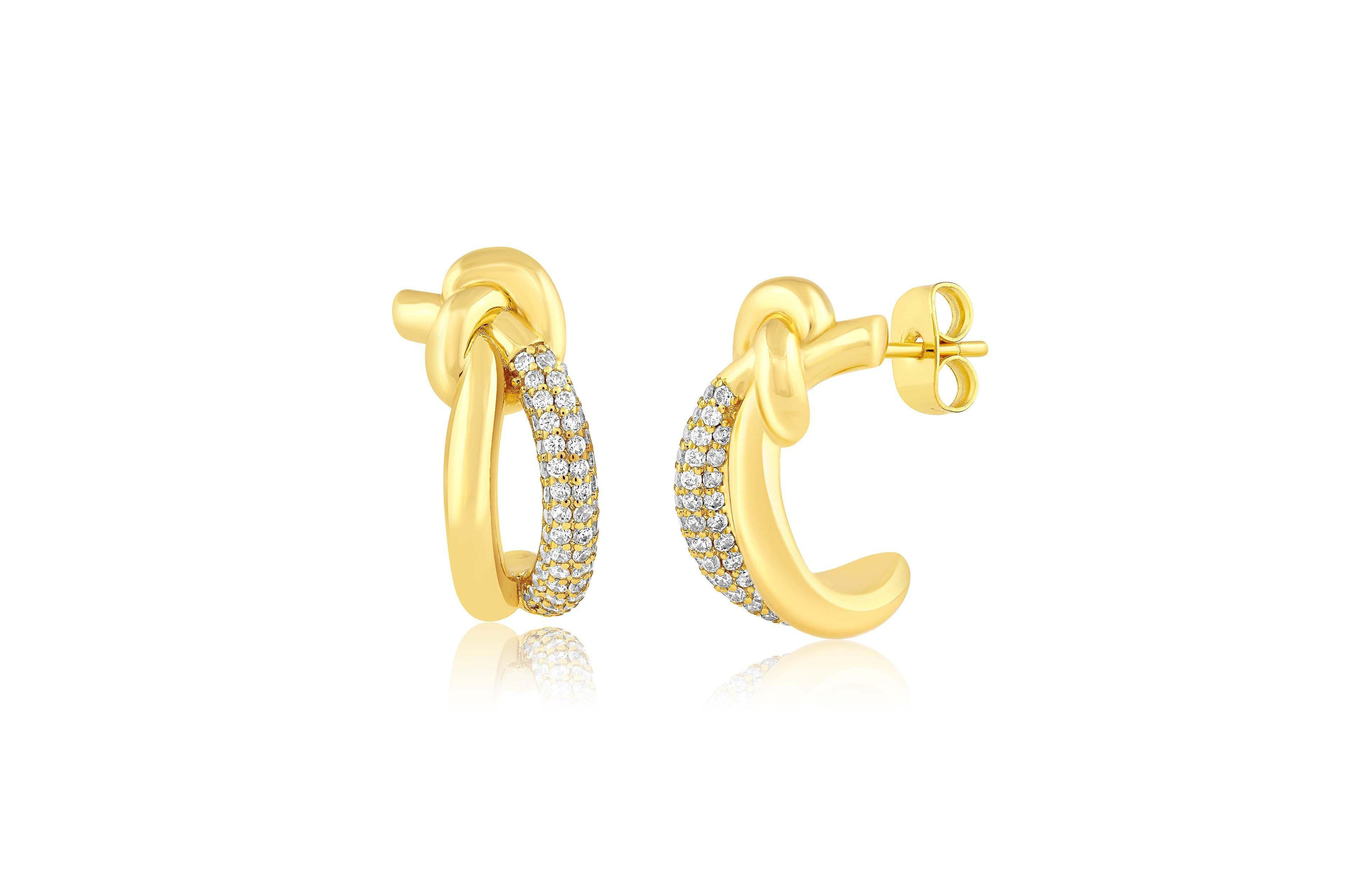 Simona Cubic Zirconia Knot Design Half Hoop Earrings