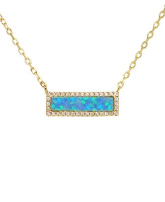 Reflection Necklace with Lab Grown Opal in 14k Gold Plated Sterling Silver