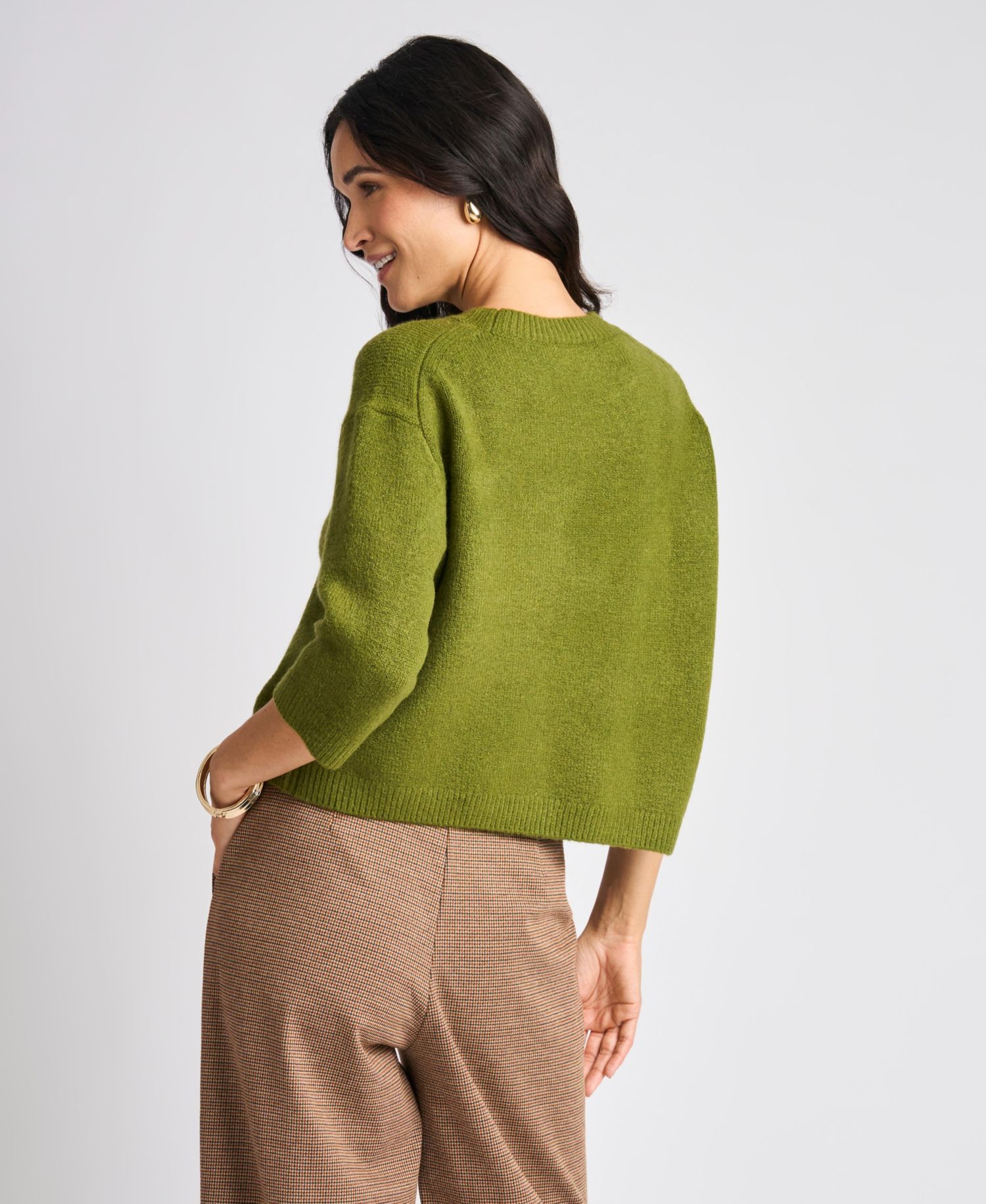 Women's 3/4-Sleeve Crewneck Pullover Sweater