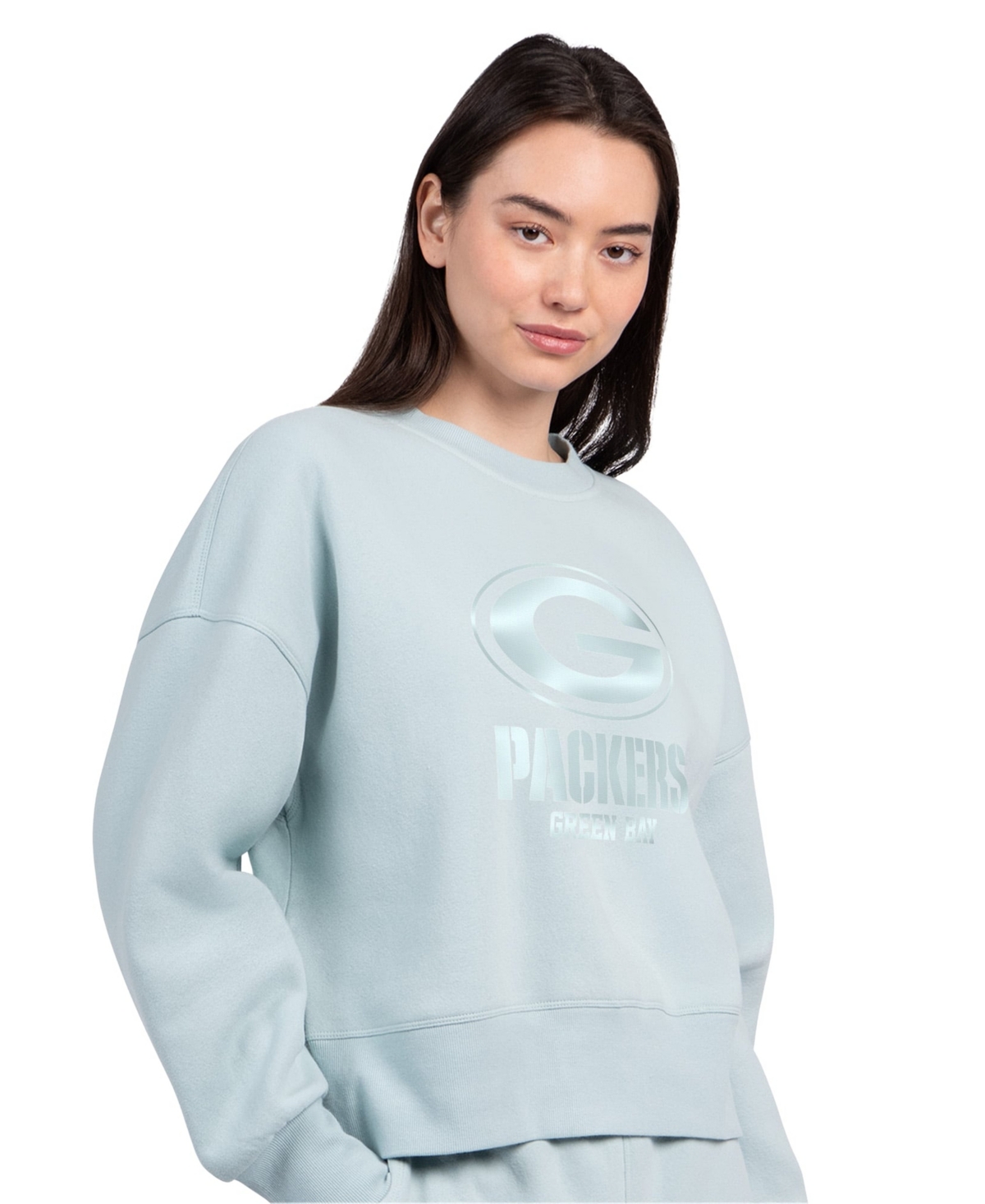 Starter Women's Green Bay Packers Travel Pastels Oversized Sweatshirt In Blue
