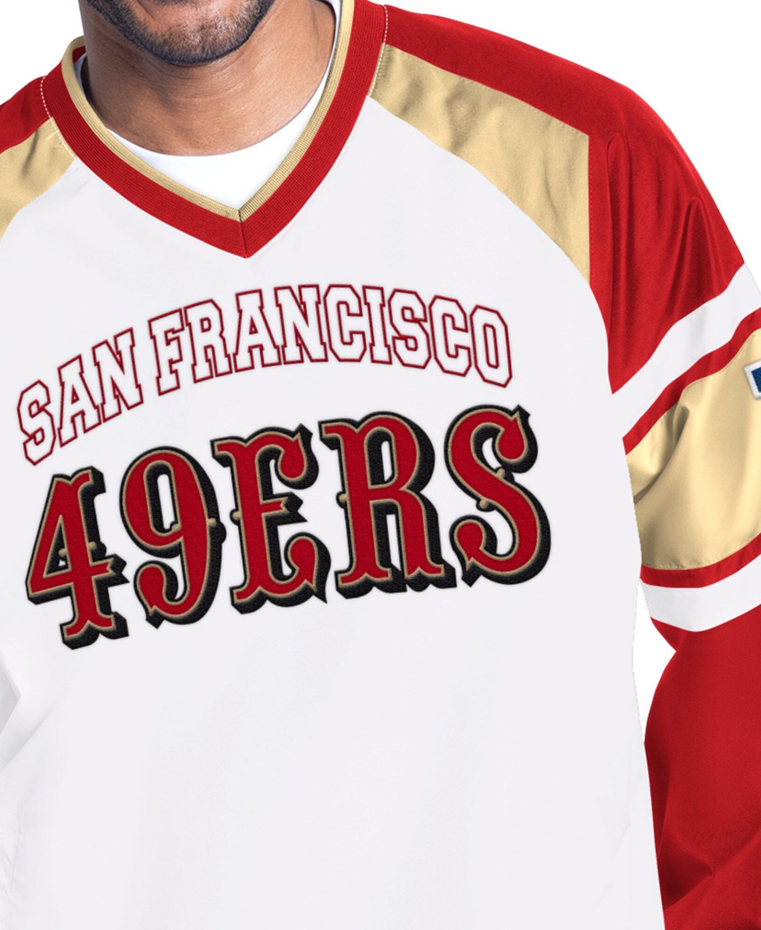 Men's White San Francisco 49ers Infield Play Raglan Pullover Jacket