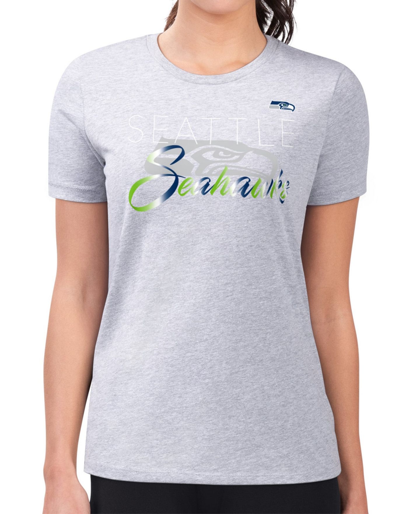 Женская футболка G-III 4Her by Carl Banks Gray Seattle Seahawks Super-Slim Fit Lightweight Shadow Logo — фото 1