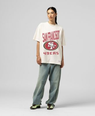 Women's  Cream San Francisco 49ers Logo Rise Boyfriend T-Shirt