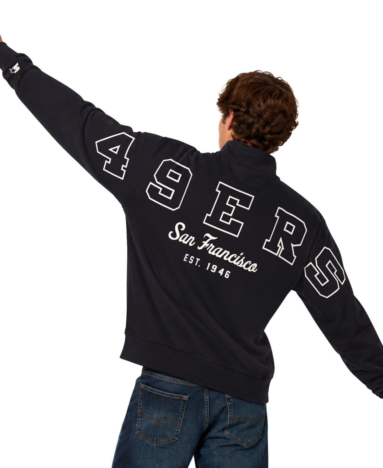 Men's Black San Francisco 49ers Thursday Night Gridiron Batwing Quarter-Zip Sweatshirt