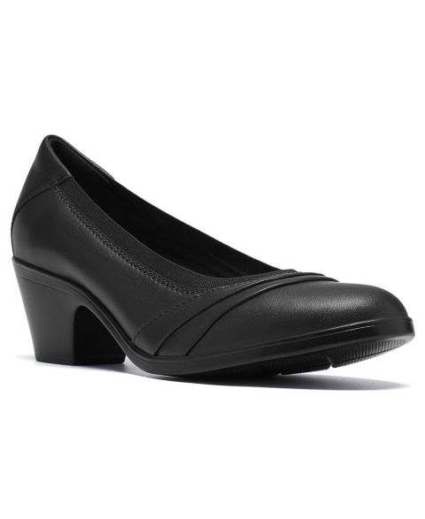 Женские туфли Clarks Emily 2 Gracie Block Heel Round Toe Leather Pumps, цвет: Чёрный кожаный