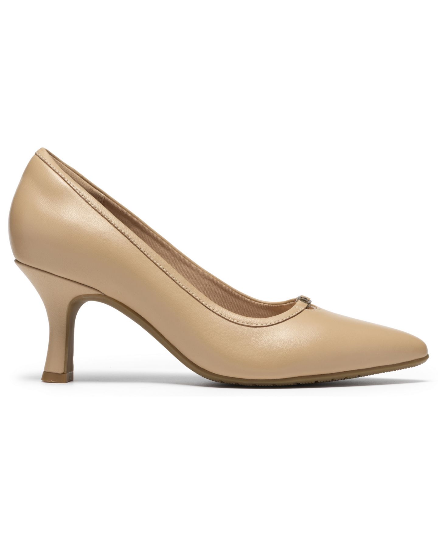 Женские туфли Clarks Kacelyn Grace Pointed-Toe Kitten Heel Pumps, цвет: Бежевый кожаный — фото 2