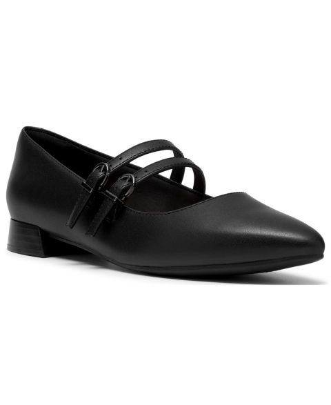 Женские балетки Clarks Natalyn Jane Mary Jane с острым носом, цвет: Чёрный кожаный
