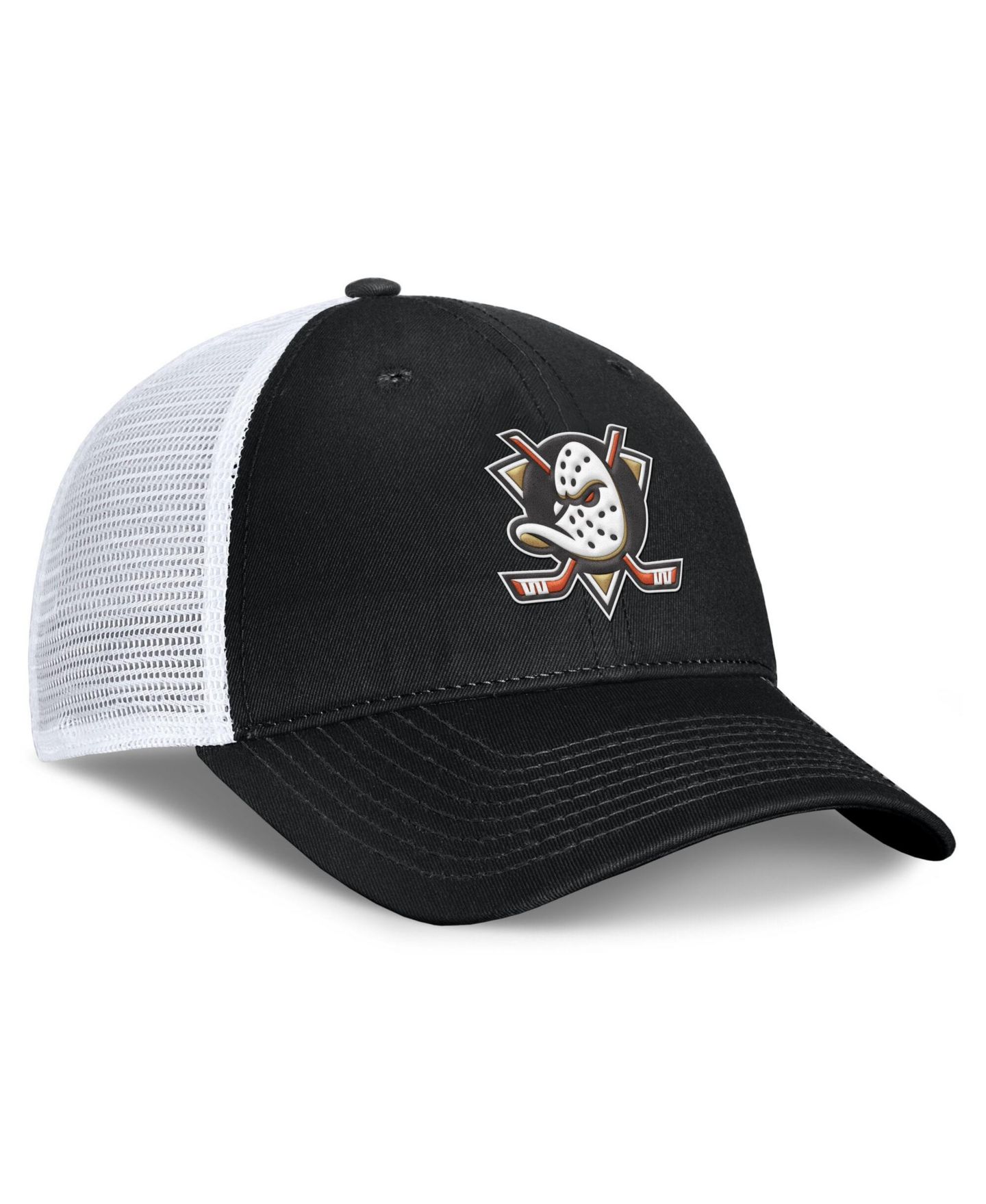 Мужская кепка Fanatics Black/White Anaheim Ducks Core Primary Logo Trucker Adjustable Hat — фото 3