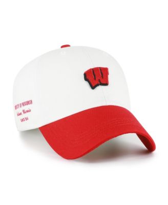 Men's '47  White/Red Wisconsin Badgers Contemporary Basics Two Tone Clean Up Adjustable Hat