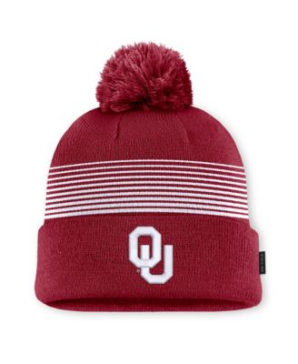 Men's and Women's Crimson Oklahoma Sooners 2026 On-Field Cuffed Knit Hat with Pom