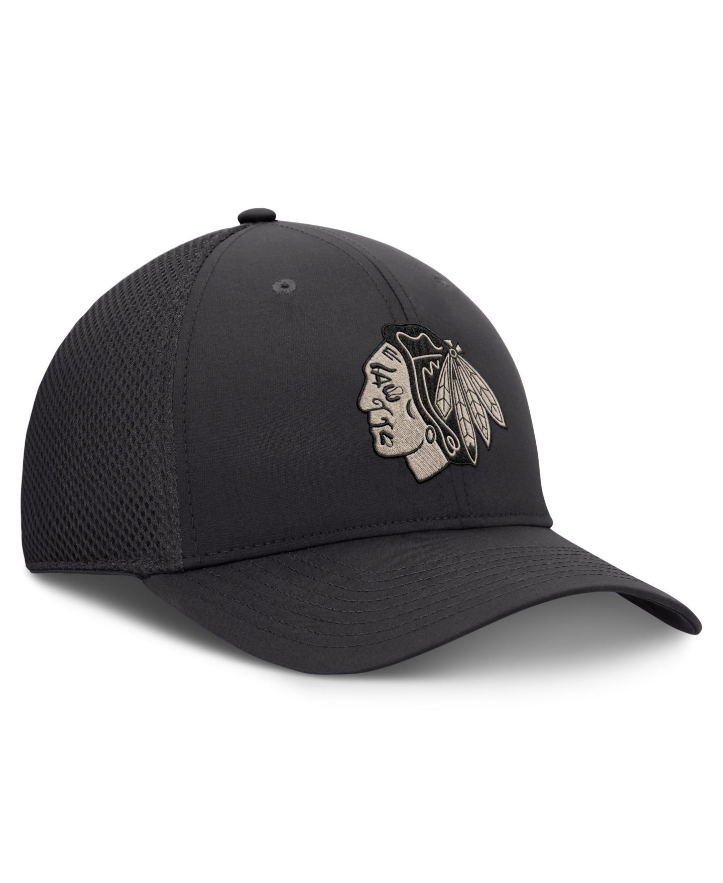 Мужской головной убор Fanatics Charcoal Chicago Blackhawks Road Meshback Stretch Hat — фото 3