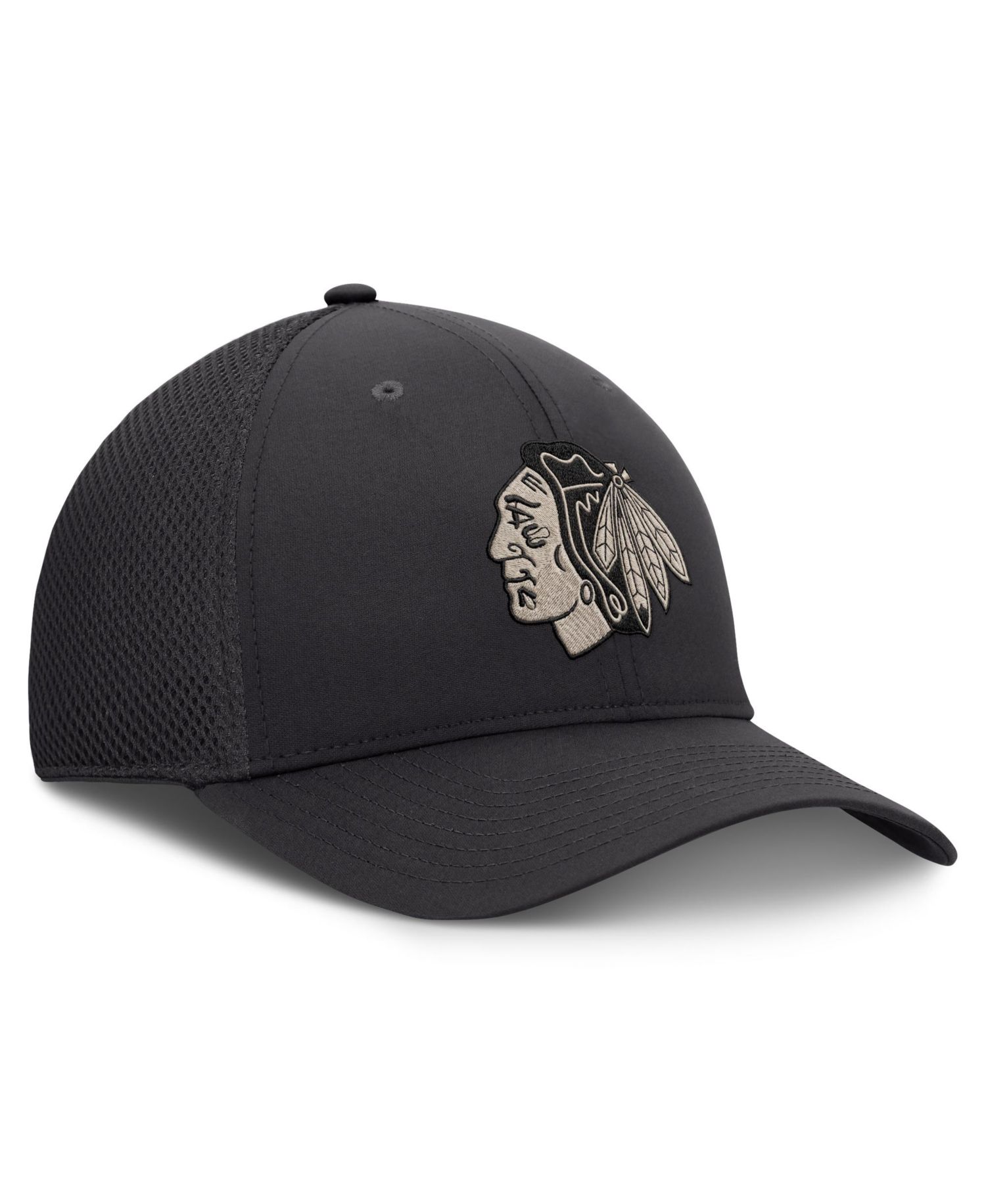 Men's Charcoal Chicago Blackhawks Road Meshback Stretch Hat