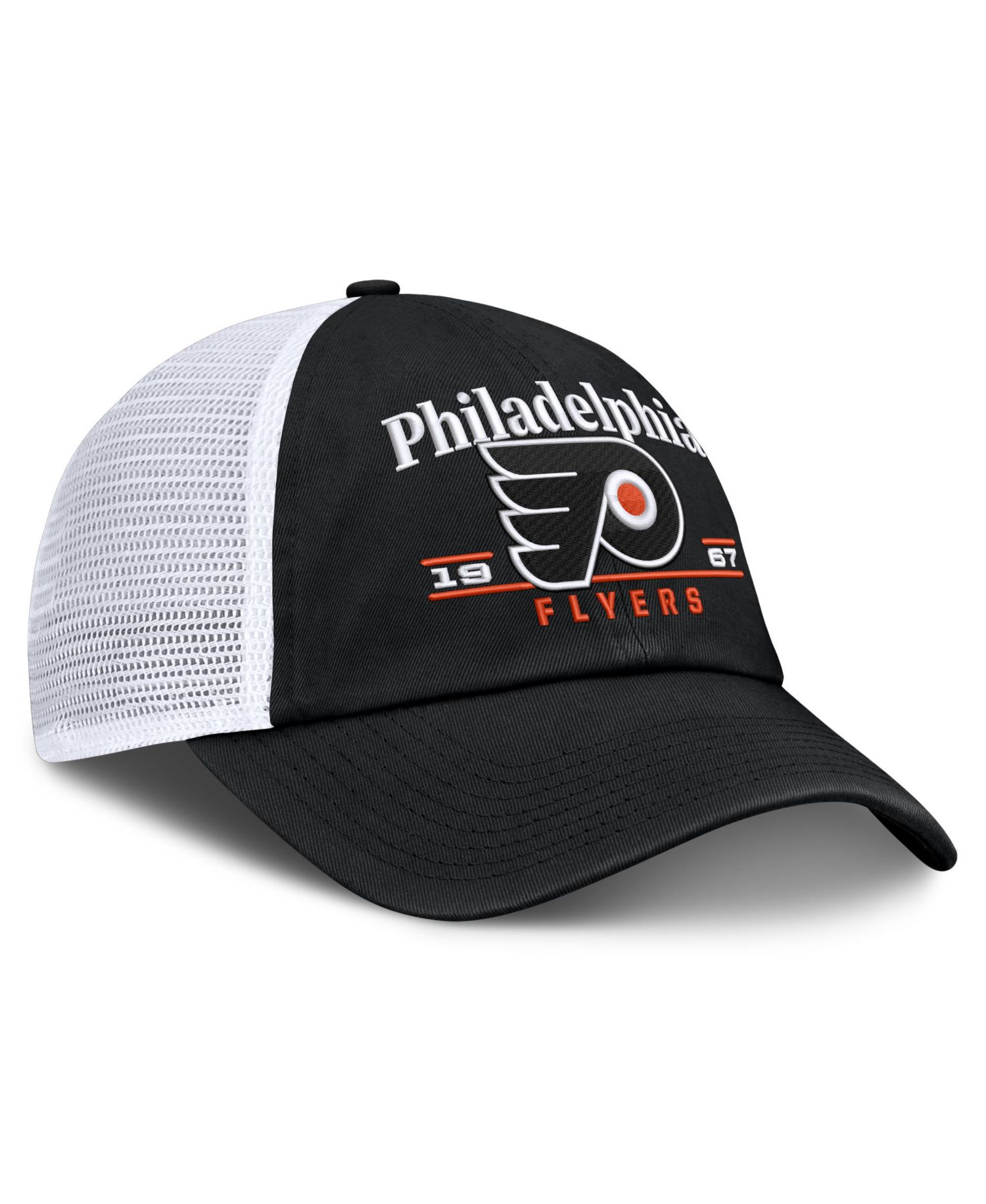 Men's Black Philadelphia Flyers Fundamental Underline Trucker Adjustable Hat