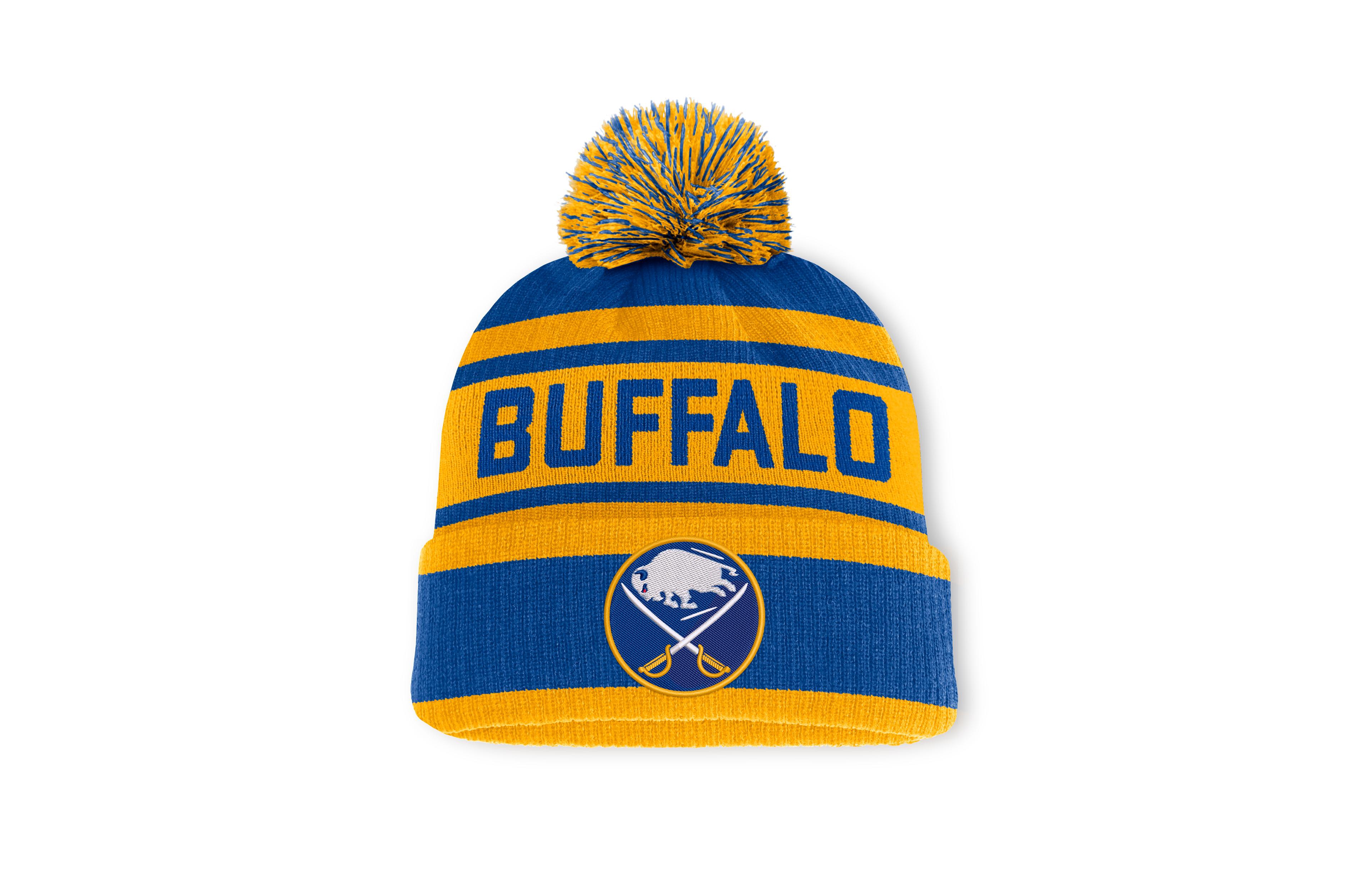 Men's Fanatics Royal/Gold Buffalo Sabres Fundamental Cuffed Knit Hat with Pom