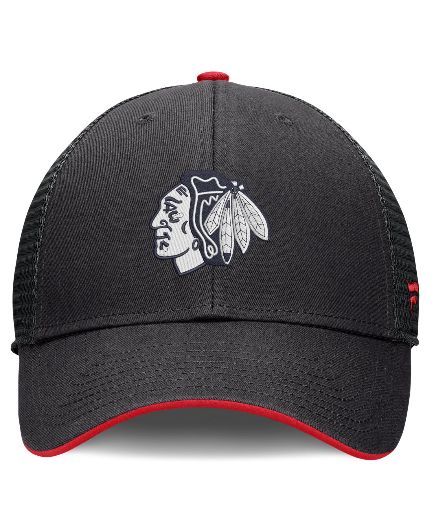 Men's Black Chicago Blackhawks Fundamental Limits Trucker Adjustable Hat