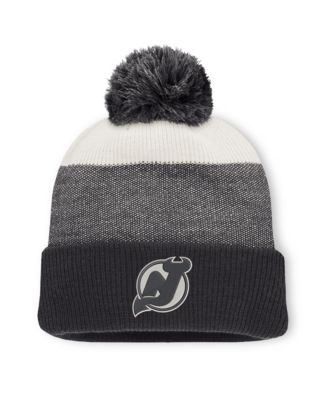 Men's Black/Light Beige New Jersey Devils Monochrome Cuffed Knit Hat with Pom