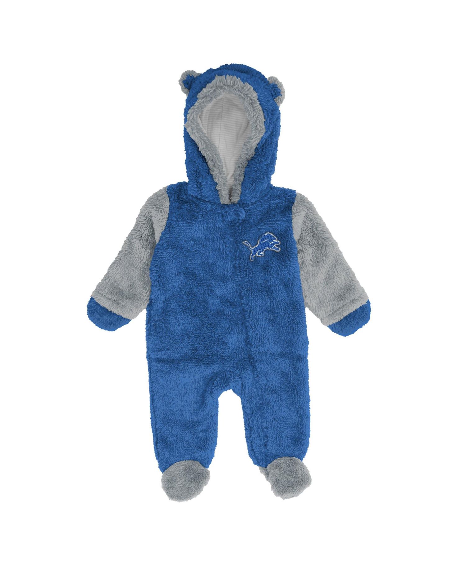 Baby Boys and Girls Blue Detroit Lions Teddy Fleece Bunting Full-Zip Sleeper