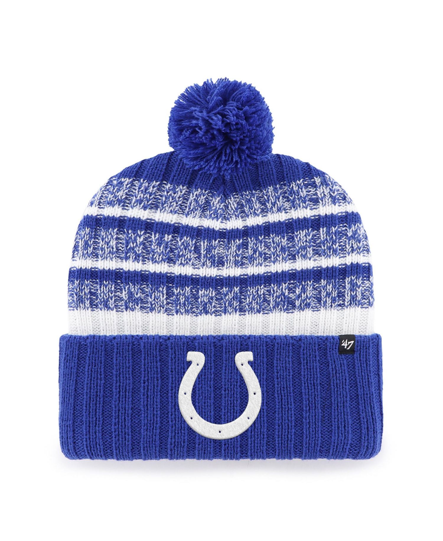 Men's '47 Royal/White Indianapolis Colts Tavern Cuffed Knit Hat with Pom