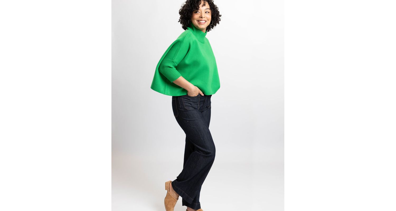 Women's Jordan Turtleneck Cropped 3/4-Length Sleeves Sweater