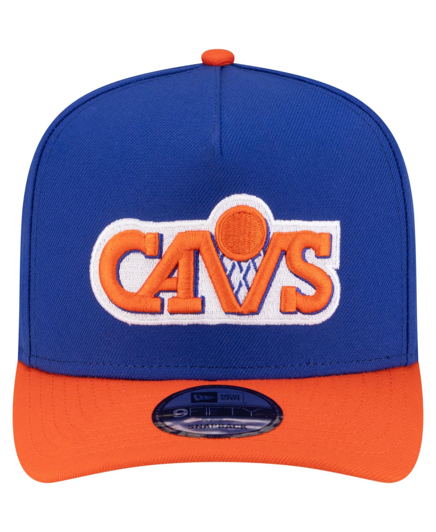 Men's Blue/Orange Cleveland Cavaliers 80s Throwback A-Frame 9FIFTY Snapback Hat