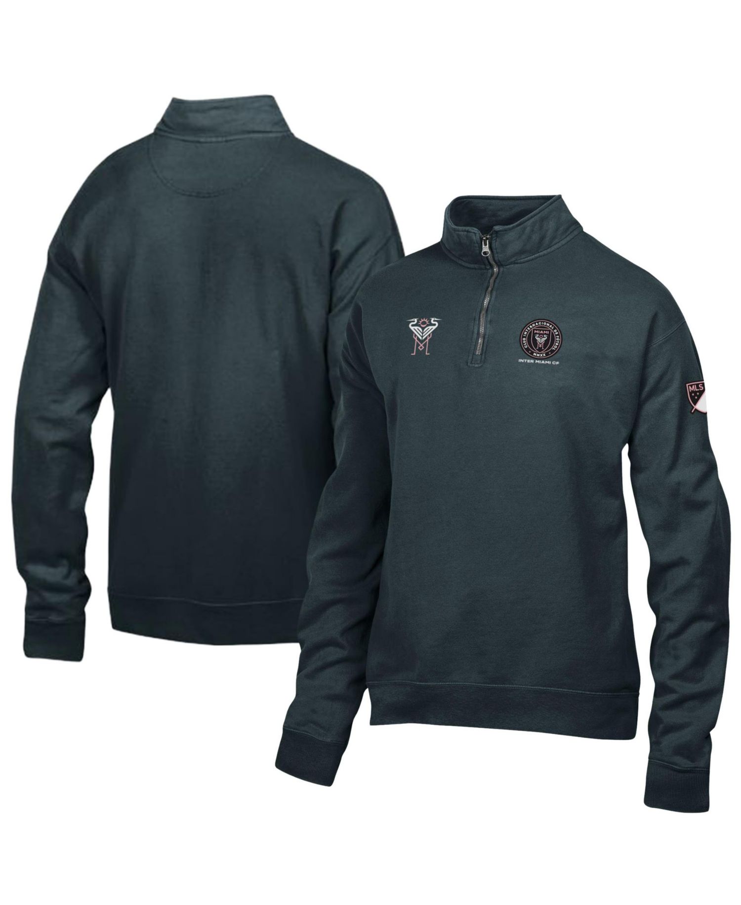 Men's Black Inter Miami CF Logo ComfortWash Fleece Quarter-Zip Jacket