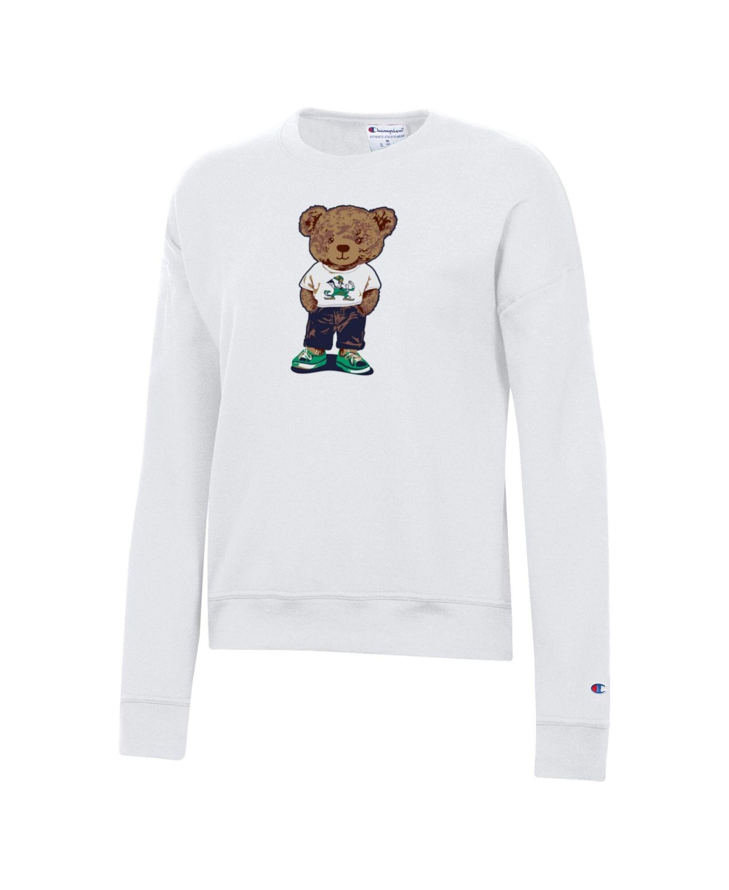 Women's White Notre Dame Fighting Irish Teddy Bear Fleece Sweatshirt