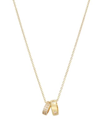 Cubic Zirconia Gold Double Ring Necklace